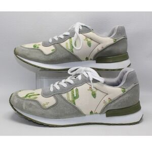 Inkkas Cactus Print Grey Suede Jogger Sneakers Mens 10 Womens 12 Mexico